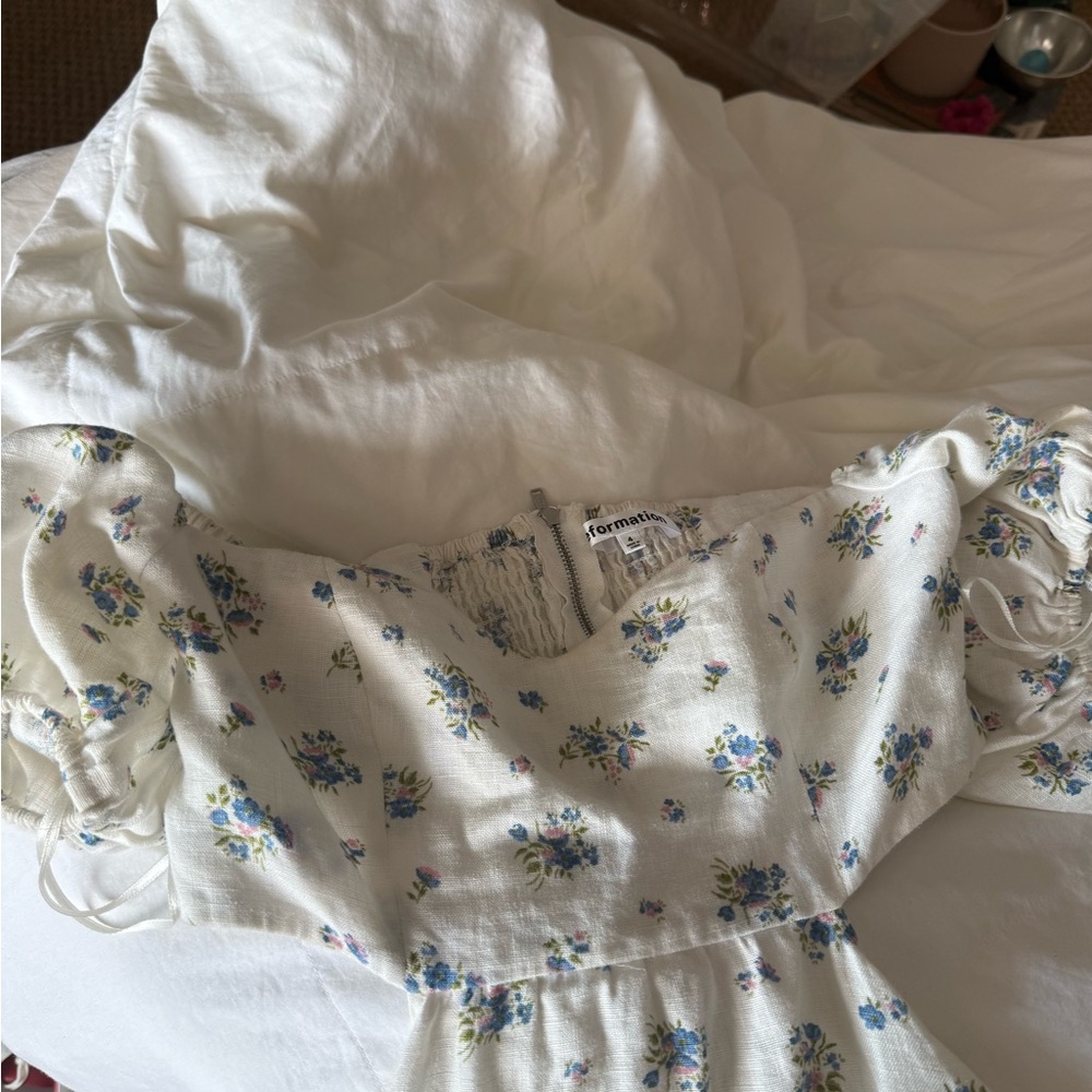 Reformation Emilia White Floral Linen Dress - Picture 4 of 7